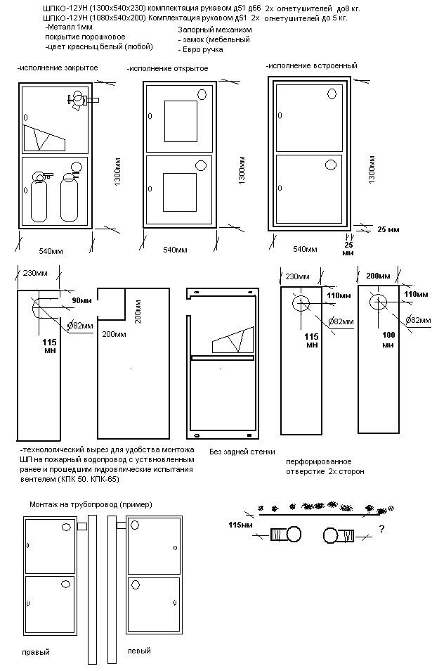 Монтаж пожарный шкаф шпк 320